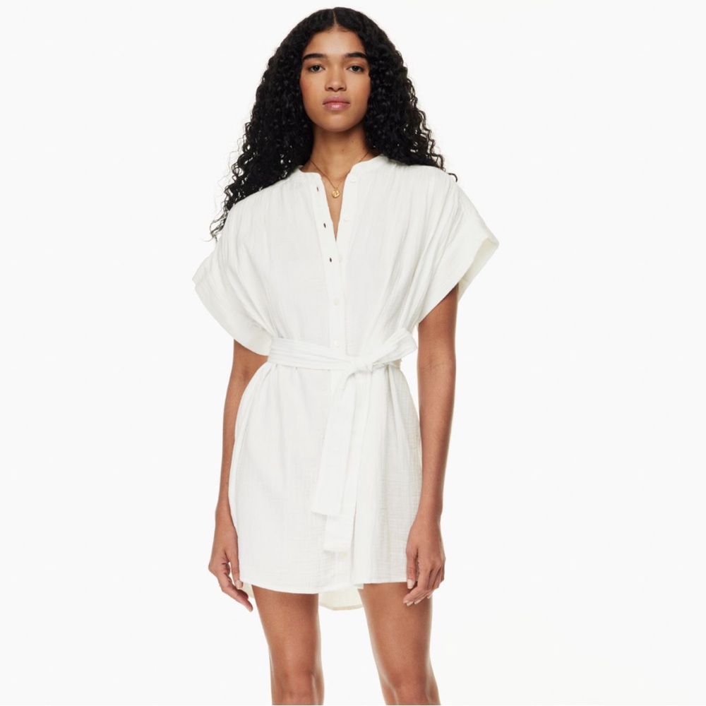 ARITZIA WILFRED TAHOE LINE WHITE DRESS WITH WAIST TIE SIZE XXS LIKE NEW